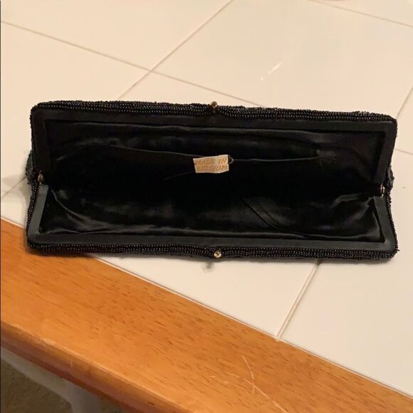 Vtg Walborg black beaded evening bag/mirror & coin purse - Picture 3 of 8